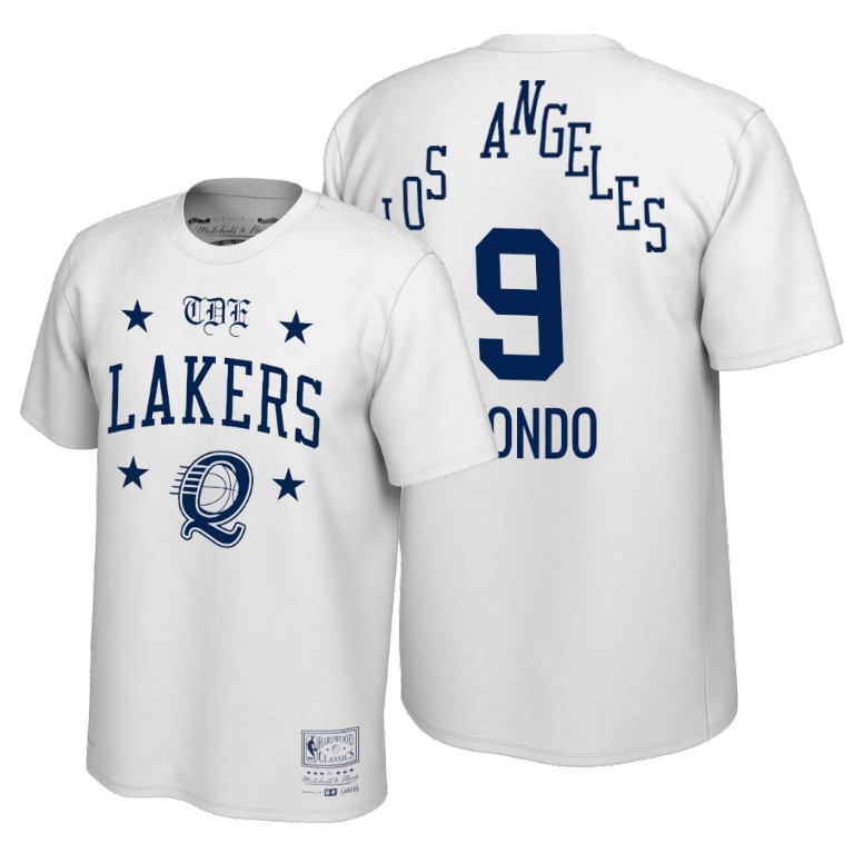 Men's Los Angeles Lakers Rajon Rondo #9 NBA ScHoolboy Q Limited Edition REMIX White Basketball T-Shirt FZL7383EC